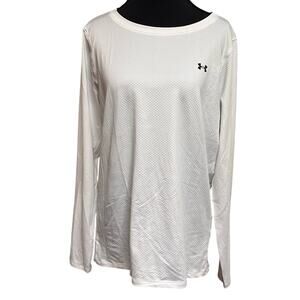 Under Armour Heat Gear Mesh Long Sleeve White Breathable Base Layer Women's‎ L